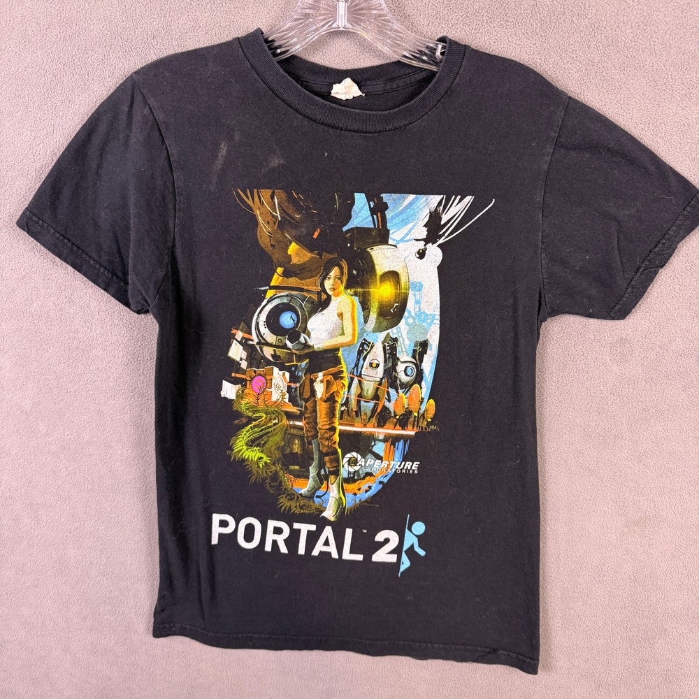 Y2k Original Portal 2 Graphic T-Shirt Bay Island Mens S Chell GLaDOS Gamer Tee